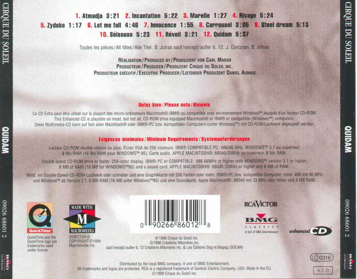 Cirque Du Soleil  Quidam : Back